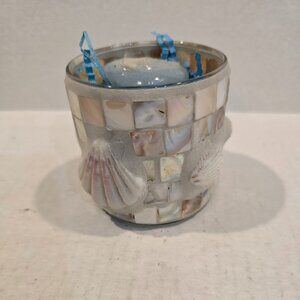 Natural Shell and Mosaic Tile Votive Candle Holder with Yankee Candle 3 inch